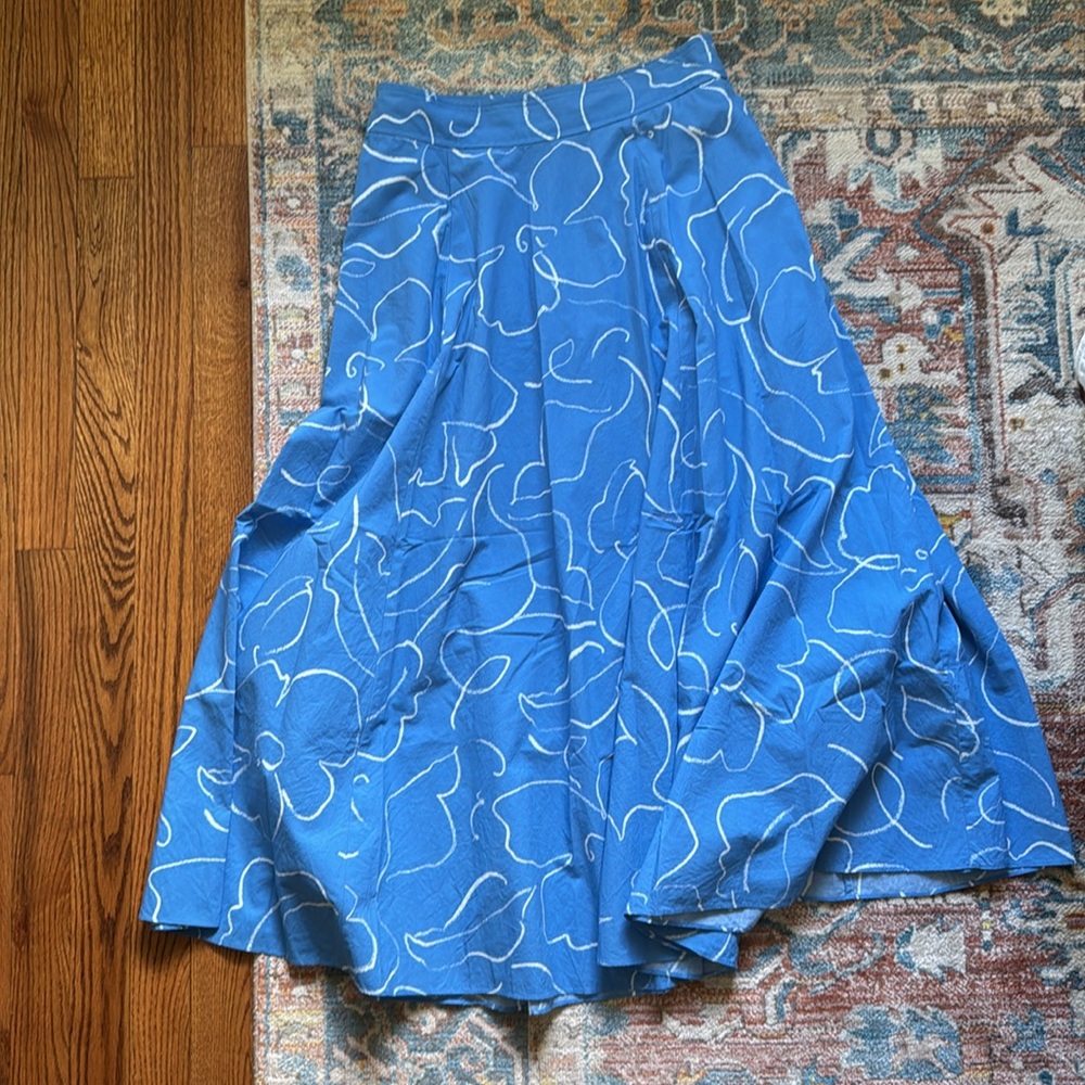 Madewell Blue Floral Midi Skirt